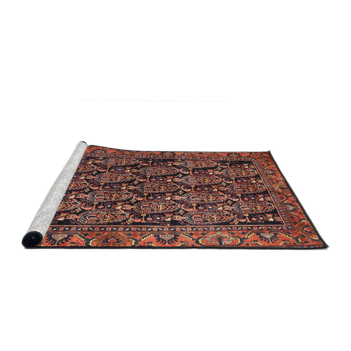 Sideview of Machine Washable Traditional Rust Pink Rug, wshtr551
