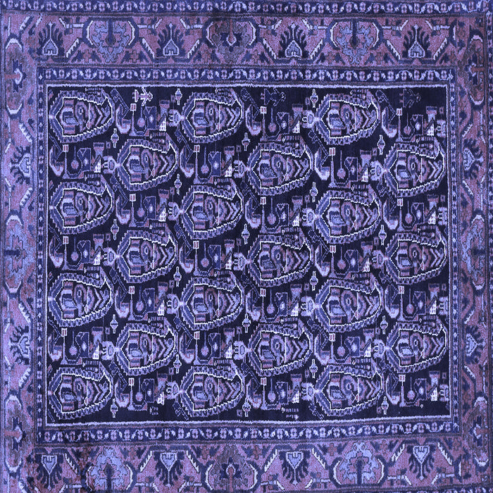 Square Machine Washable Persian Blue Traditional Rug, wshtr551blu