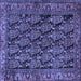 Square Machine Washable Persian Blue Traditional Rug, wshtr551blu