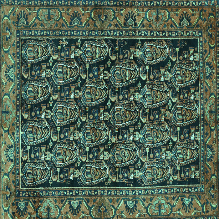 Square Machine Washable Persian Turquoise Traditional Area Rugs, wshtr551turq