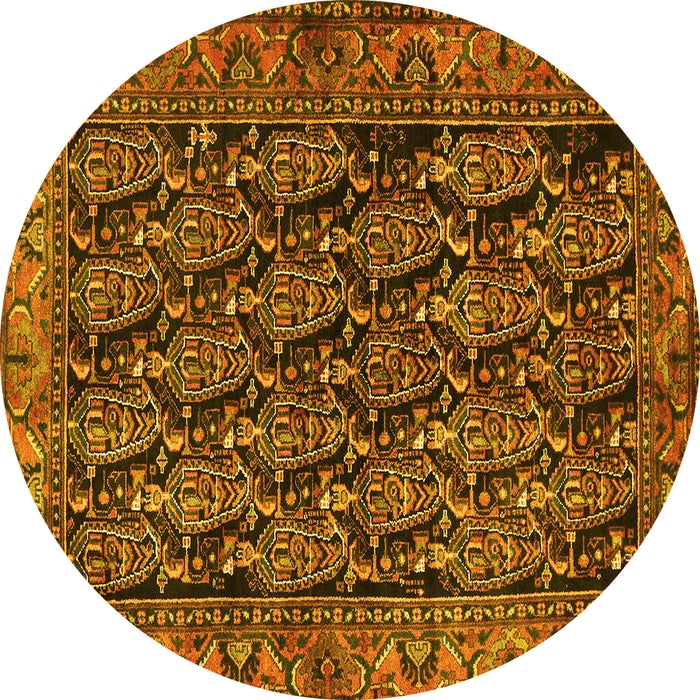 Round Machine Washable Persian Yellow Traditional Rug, wshtr551yw