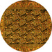 Round Machine Washable Persian Yellow Traditional Rug, wshtr551yw