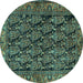 Round Persian Turquoise Traditional Rug, tr551turq