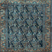 Square Machine Washable Persian Light Blue Traditional Rug, wshtr551lblu