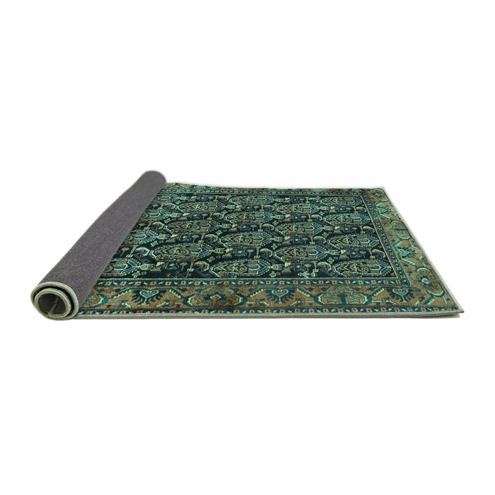 Sideview of Persian Turquoise Traditional Rug, tr551turq