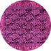 Round Machine Washable Persian Pink Traditional Rug, wshtr551pnk