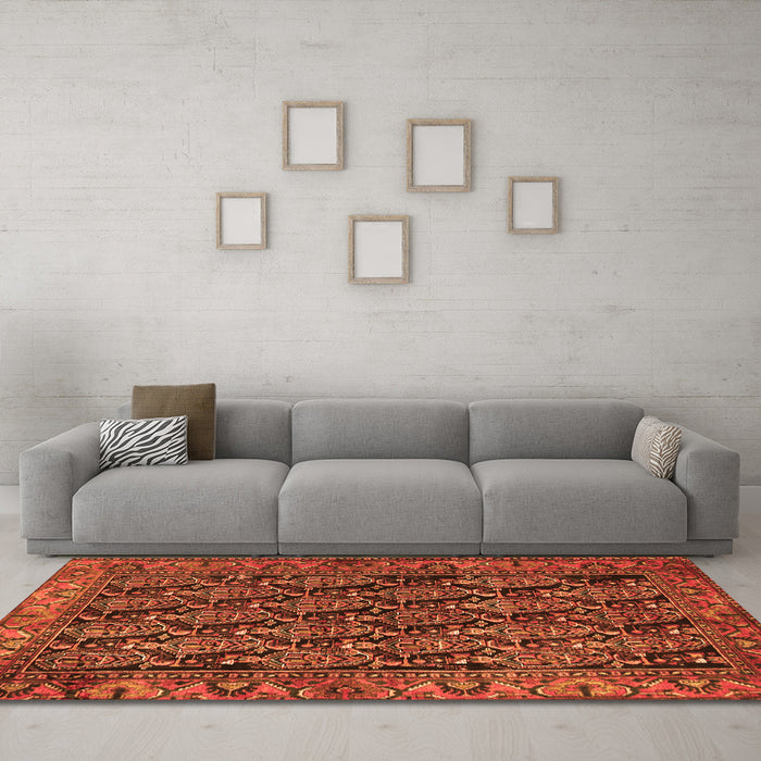 Machine Washable Persian Orange Traditional Area Rugs in a Living Room, wshtr551org