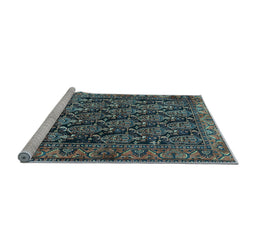 Sideview of Machine Washable Persian Light Blue Traditional Rug, wshtr551lblu