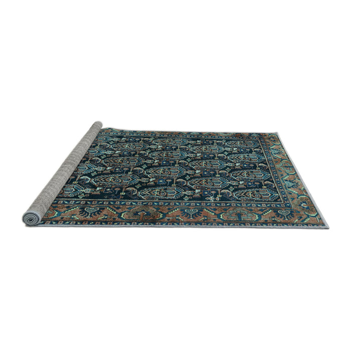 Sideview of Machine Washable Persian Light Blue Traditional Rug, wshtr551lblu