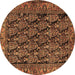 Round Persian Brown Traditional Rug, tr551brn