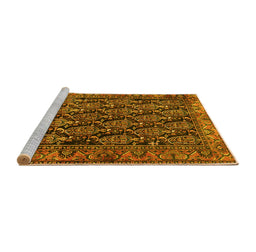 Sideview of Machine Washable Persian Yellow Traditional Rug, wshtr551yw