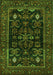 Serging Thickness of Machine Washable Persian Green Traditional Area Rugs, wshtr552grn