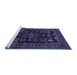 Sideview of Machine Washable Persian Blue Traditional Rug, wshtr552blu