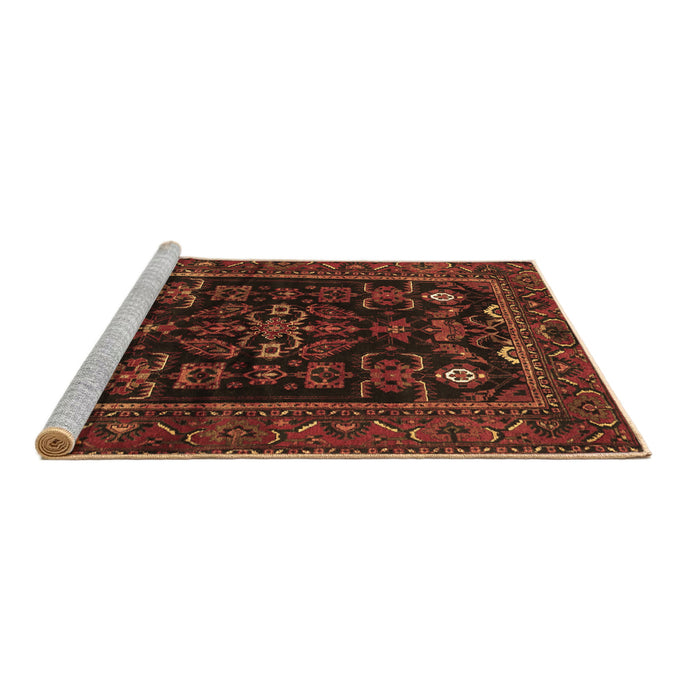 Sideview of Machine Washable Persian Brown Traditional Rug, wshtr552brn