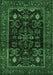 Machine Washable Persian Emerald Green Traditional Area Rugs, wshtr552emgrn