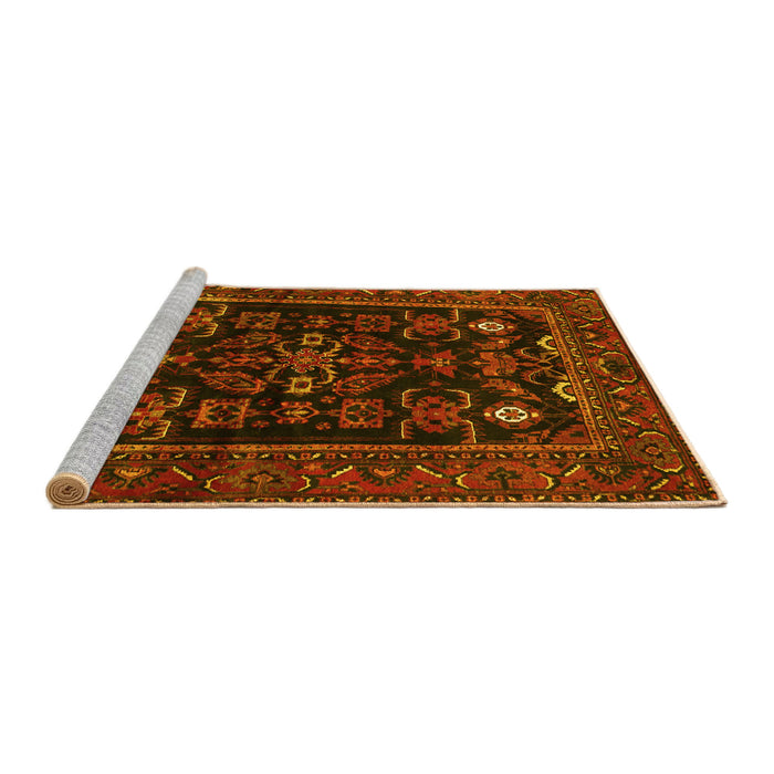 Sideview of Machine Washable Persian Yellow Traditional Rug, wshtr552yw