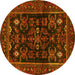 Round Persian Yellow Traditional Rug, tr552yw