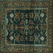 Square Persian Turquoise Traditional Rug, tr552turq