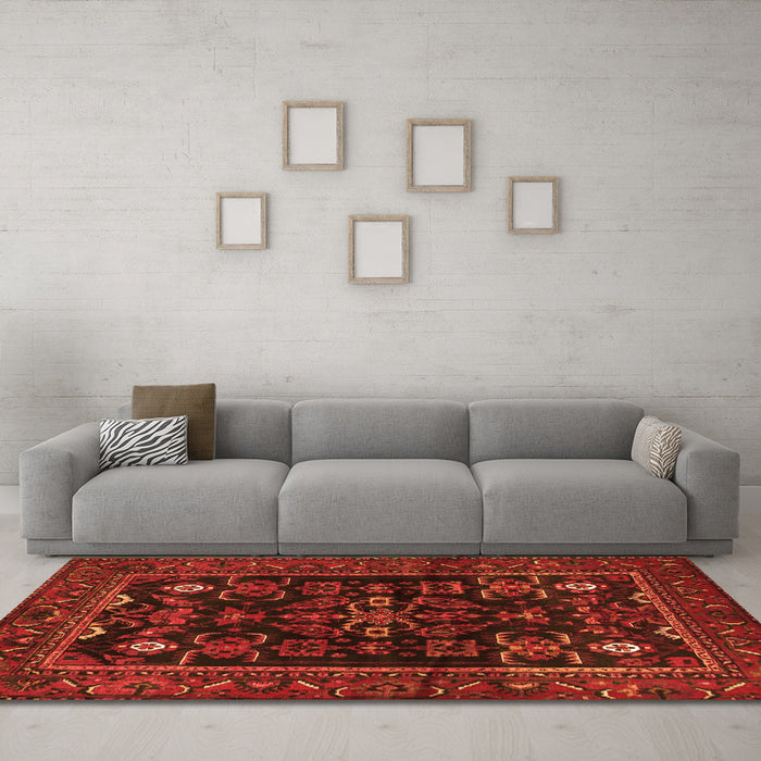 Machine Washable Persian Orange Traditional Area Rugs in a Living Room, wshtr552org