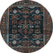 Round Machine Washable Persian Light Blue Traditional Rug, wshtr552lblu