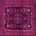 Square Machine Washable Persian Pink Traditional Rug, wshtr552pnk