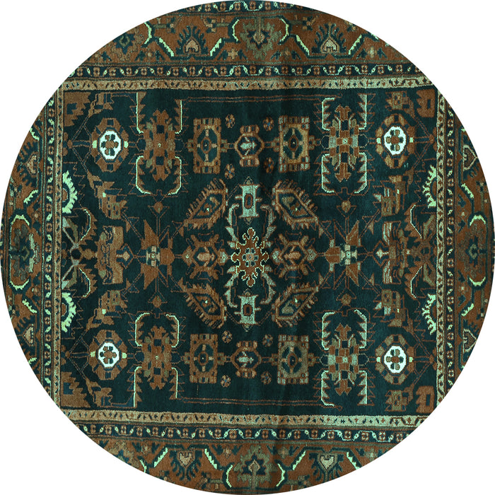 Round Persian Turquoise Traditional Rug, tr552turq