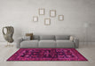 Machine Washable Persian Pink Traditional Rug in a Living Room, wshtr552pnk