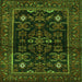 Round Machine Washable Persian Green Traditional Area Rugs, wshtr552grn