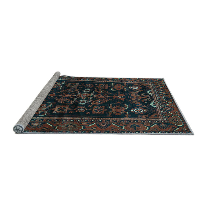 Sideview of Machine Washable Persian Light Blue Traditional Rug, wshtr552lblu