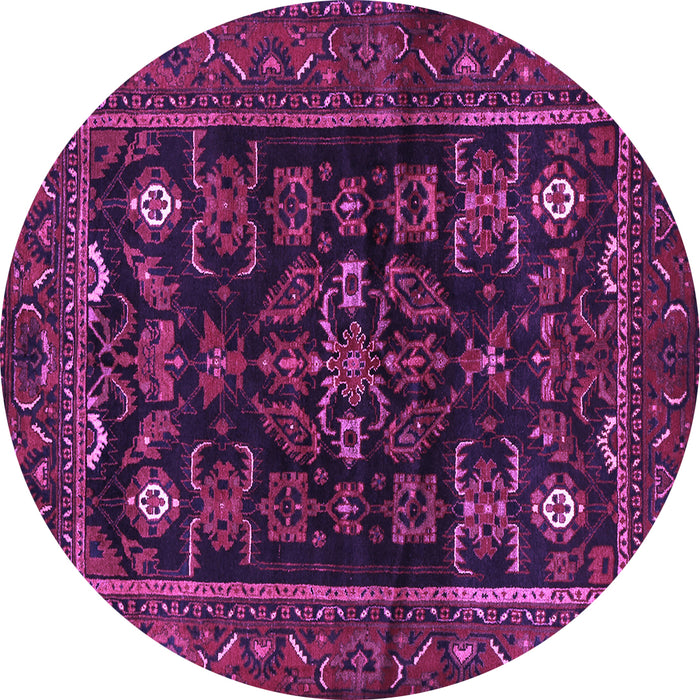 Round Persian Purple Traditional Rug, tr552pur