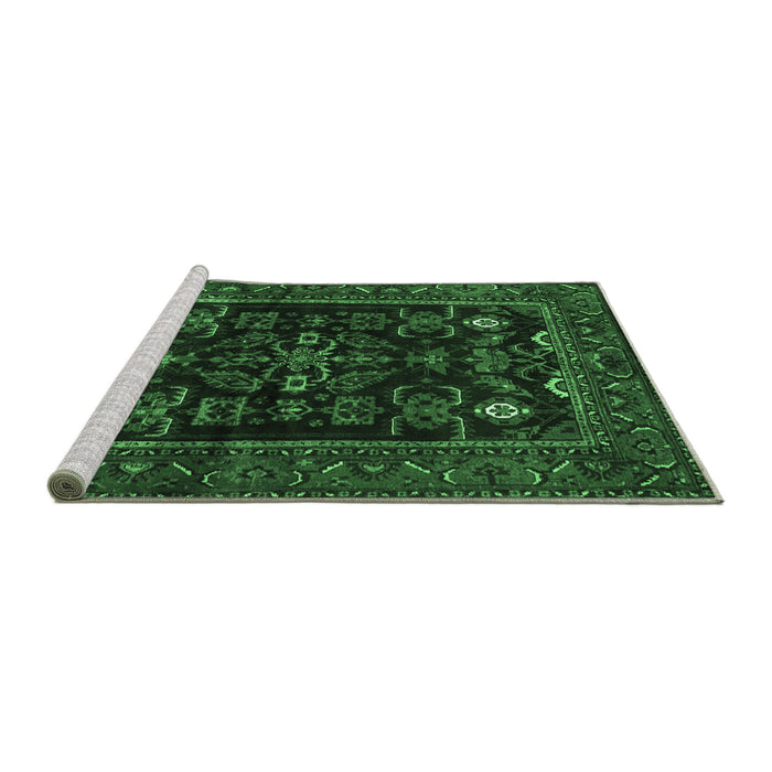 Sideview of Machine Washable Persian Emerald Green Traditional Area Rugs, wshtr552emgrn