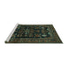 Sideview of Machine Washable Persian Turquoise Traditional Area Rugs, wshtr552turq