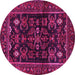 Round Machine Washable Persian Pink Traditional Rug, wshtr552pnk