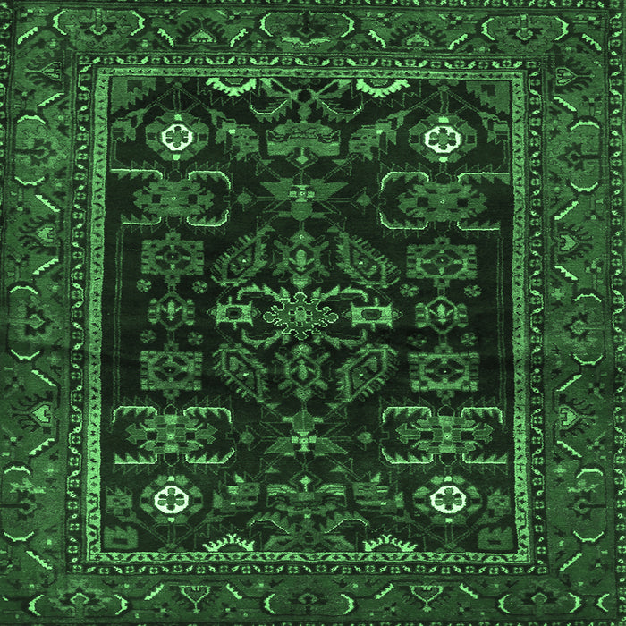 Square Machine Washable Persian Emerald Green Traditional Area Rugs, wshtr552emgrn