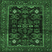 Square Machine Washable Persian Emerald Green Traditional Area Rugs, wshtr552emgrn