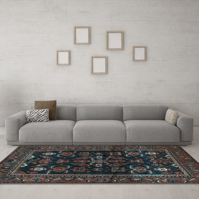 Machine Washable Persian Light Blue Traditional Rug in a Living Room, wshtr552lblu
