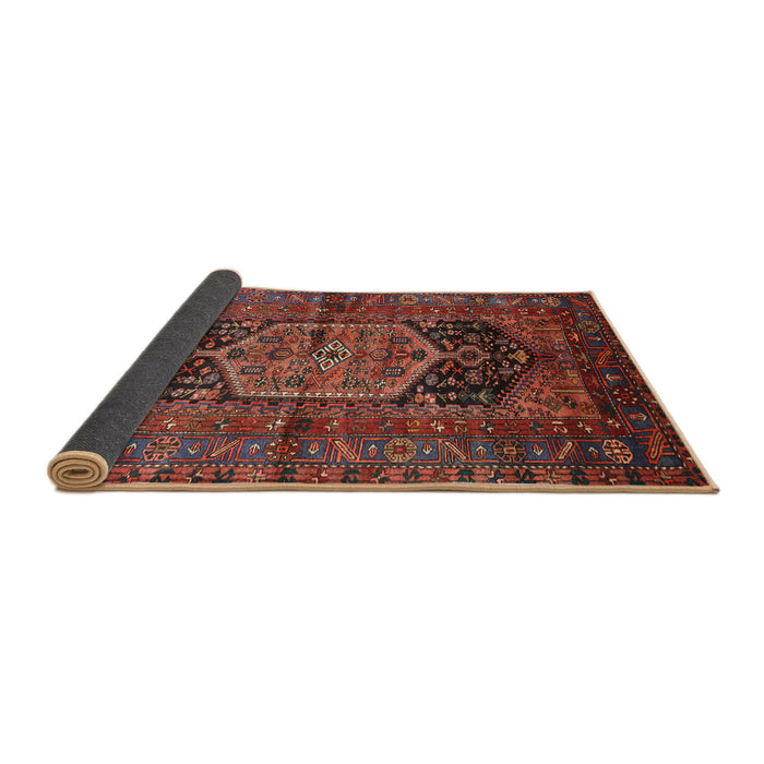 Sideview of Traditional Saffron Red Persian Rug, tr553