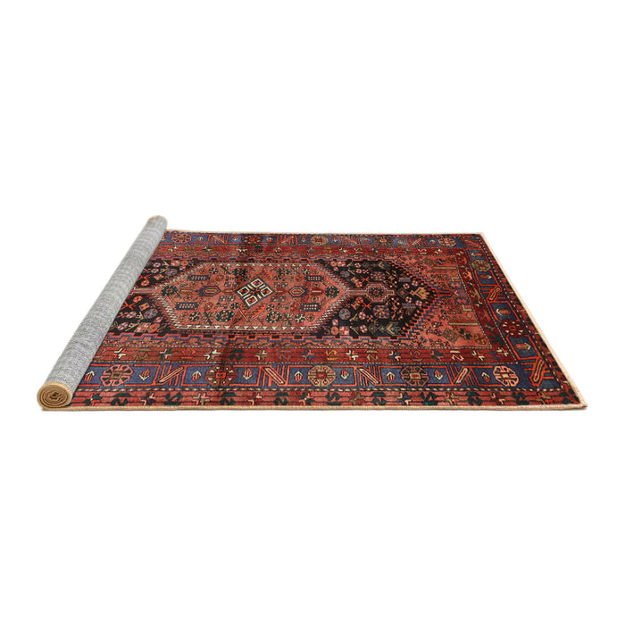 Sideview of Machine Washable Traditional Saffron Red Rug, wshtr553
