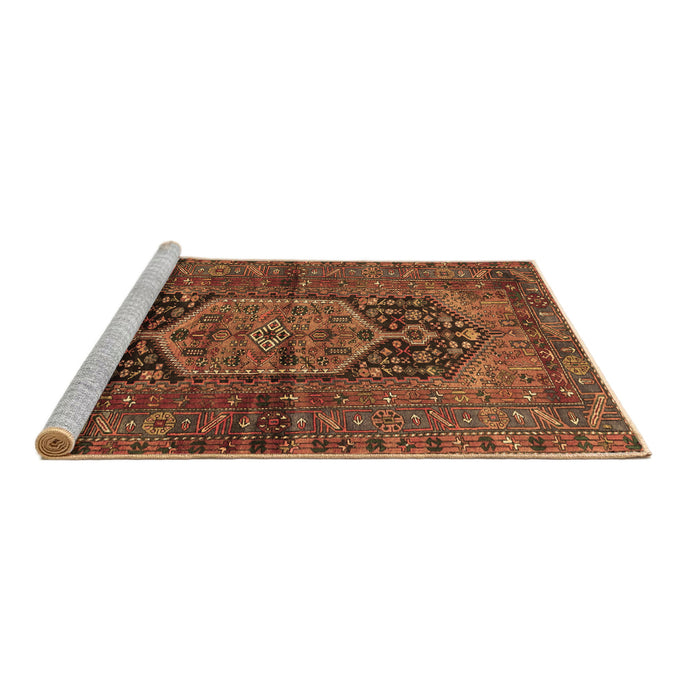 Sideview of Machine Washable Persian Brown Traditional Rug, wshtr553brn