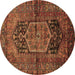 Round Machine Washable Persian Brown Traditional Rug, wshtr553brn