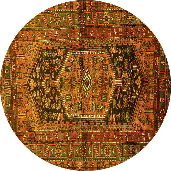 Round Machine Washable Persian Yellow Traditional Rug, wshtr553yw