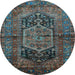 Round Machine Washable Persian Light Blue Traditional Rug, wshtr553lblu