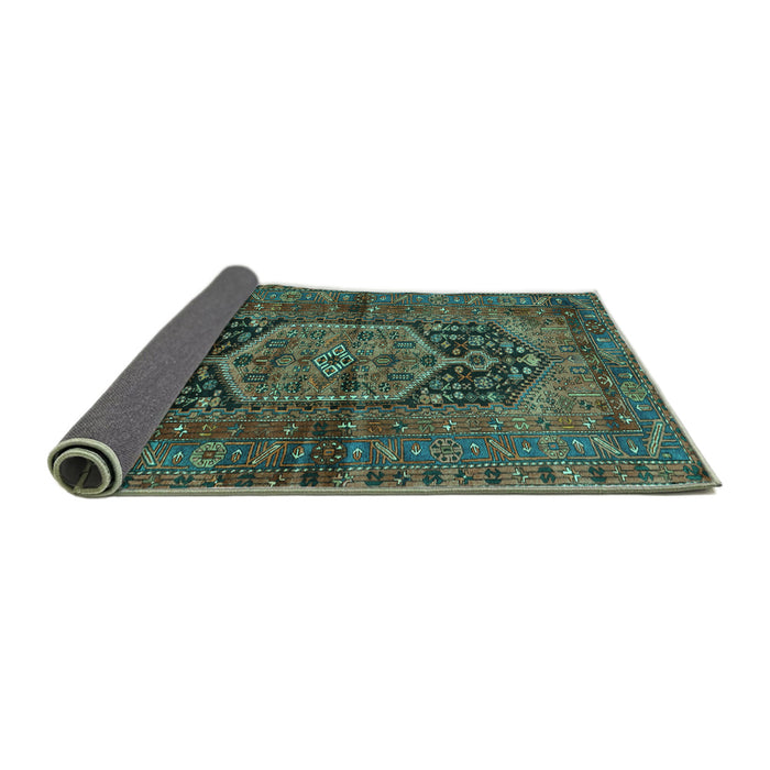 Sideview of Persian Turquoise Traditional Rug, tr553turq