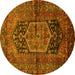 Round Persian Yellow Traditional Rug, tr553yw