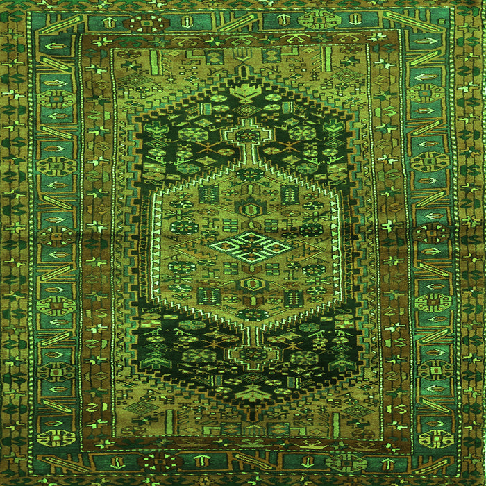 Round Machine Washable Persian Green Traditional Area Rugs, wshtr553grn