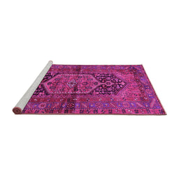 Sideview of Machine Washable Persian Pink Traditional Rug, wshtr553pnk