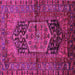 Square Machine Washable Persian Pink Traditional Rug, wshtr553pnk