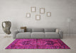 Machine Washable Persian Pink Traditional Rug in a Living Room, wshtr553pnk