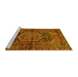 Sideview of Machine Washable Persian Yellow Traditional Rug, wshtr553yw