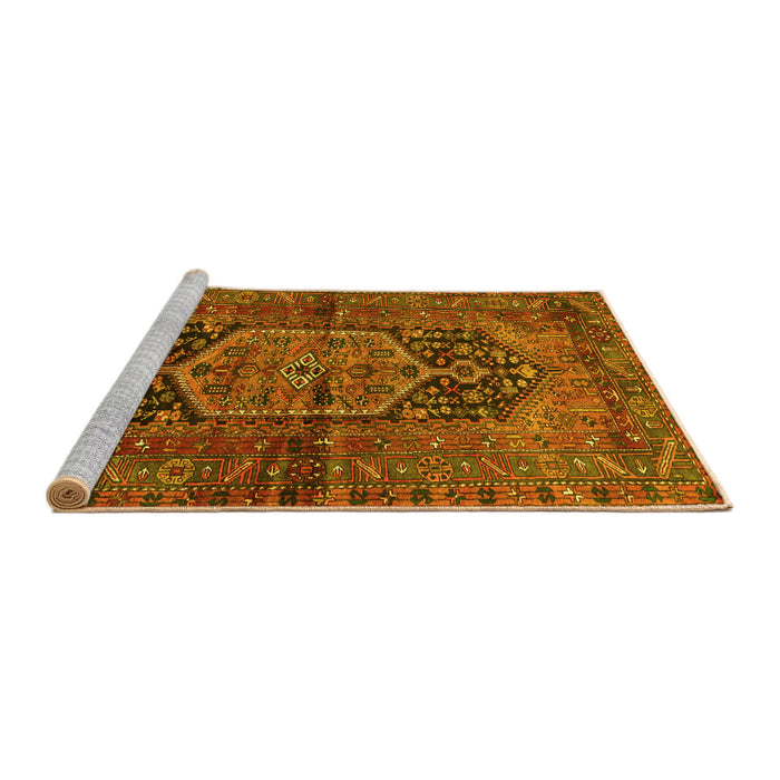Sideview of Machine Washable Persian Yellow Traditional Rug, wshtr553yw